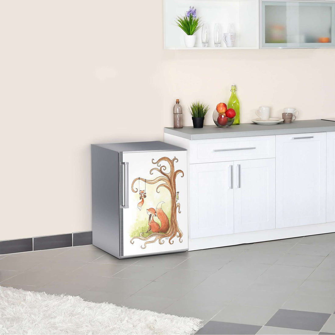 Kühlschrank Folie Füchse  Kühlschrank 60x80 cm