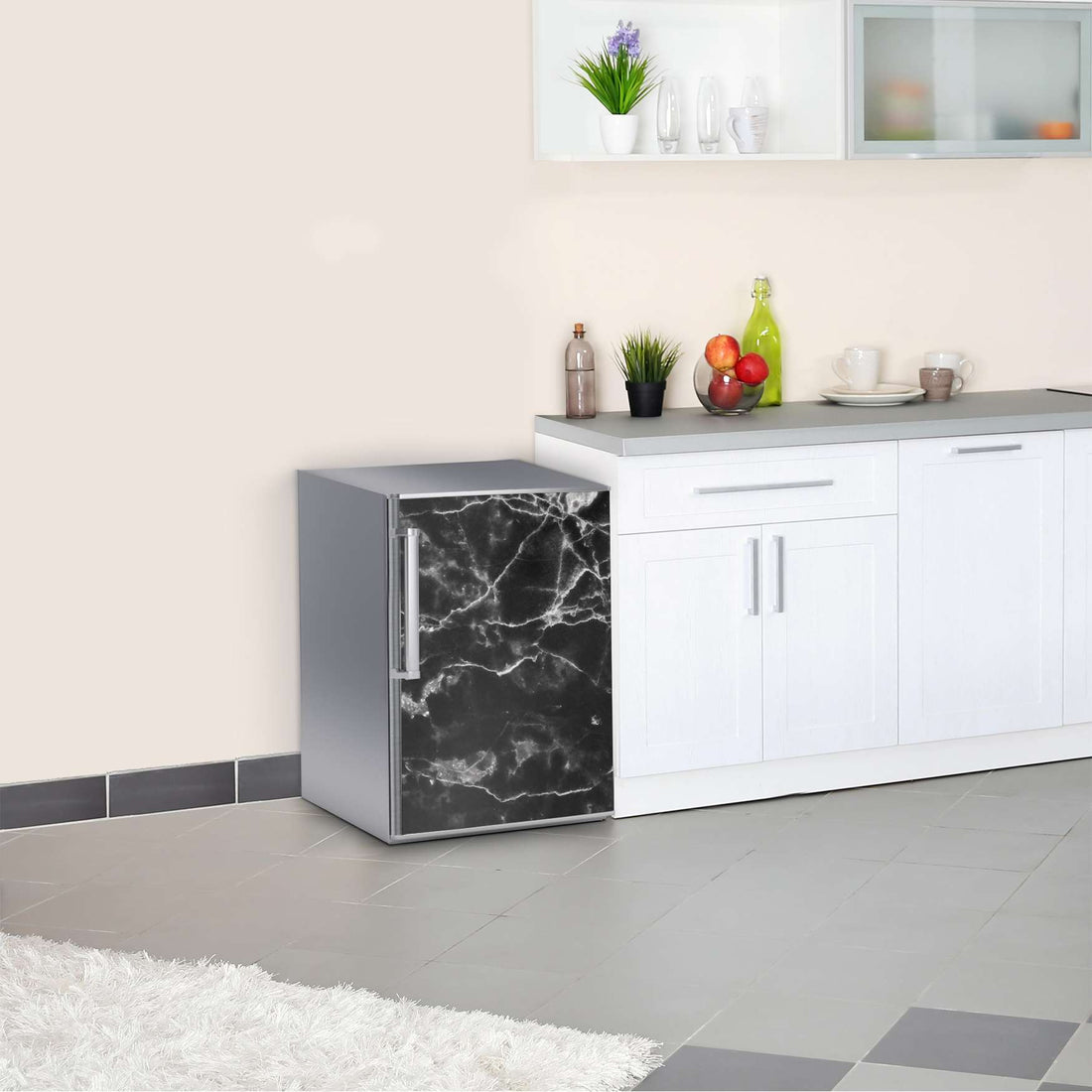 Kühlschrank Folie Marmor schwarz  Kühlschrank 60x80 cm