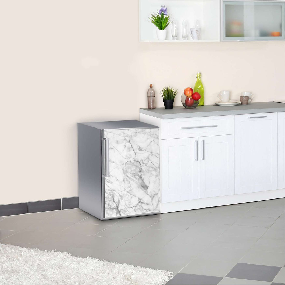 Kühlschrank Folie Marmor weiß  Kühlschrank 60x80 cm