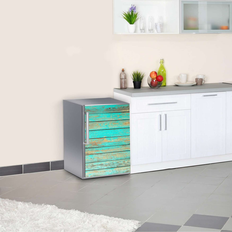 Kühlschrank Folie Wooden Aqua  Kühlschrank 60x80 cm