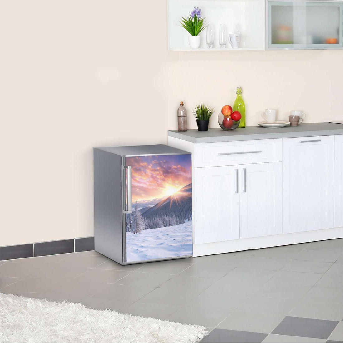 Kühlschrank Folie Zauberhafte Winterlandschaft  Kühlschrank 60x80 cm
