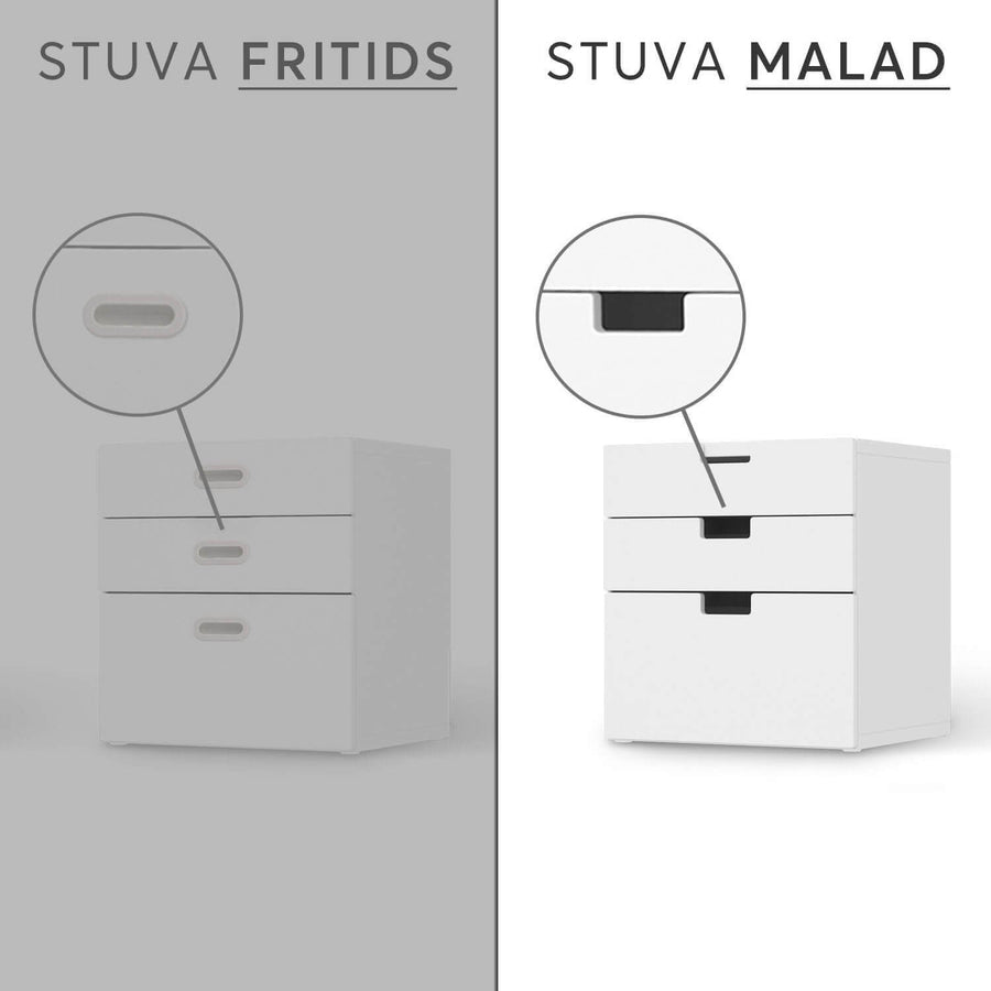 Folie für Möbel IKEA Stuva / Malad Kommode - 3 Schubladen - Design: White Blossoms