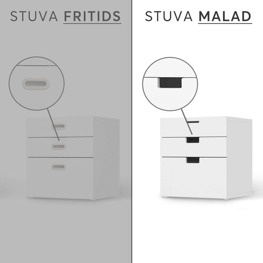 Folie für Möbel IKEA Stuva / Malad Kommode - 3 Schubladen - Design: Rot Dark