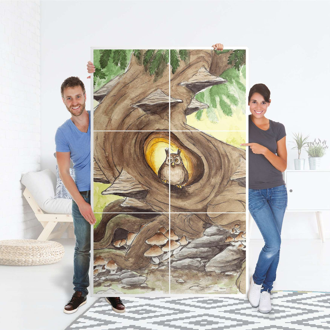 Möbel Klebefolie Eulenbaum - IKEA Besta Schrank Hoch 6 Türen - Folie