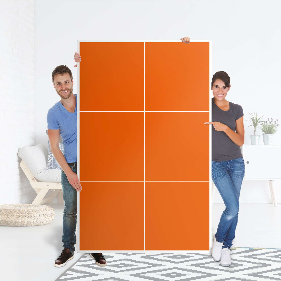 Möbel Klebefolie Orange Dark - IKEA Besta Schrank Hoch 6 Türen - Folie