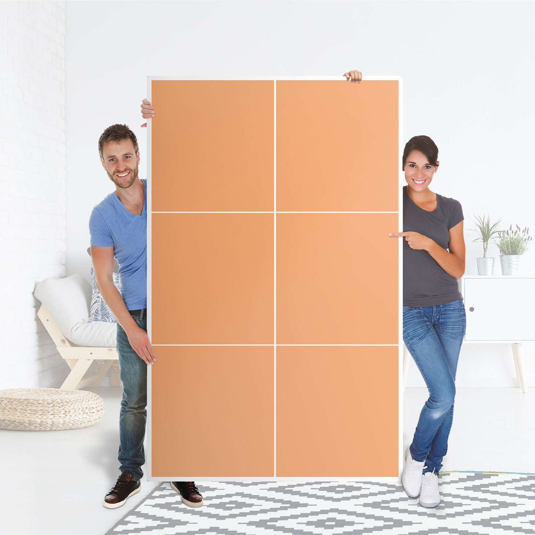 Möbel Klebefolie Orange Light - IKEA Besta Schrank Hoch 6 Türen - Folie