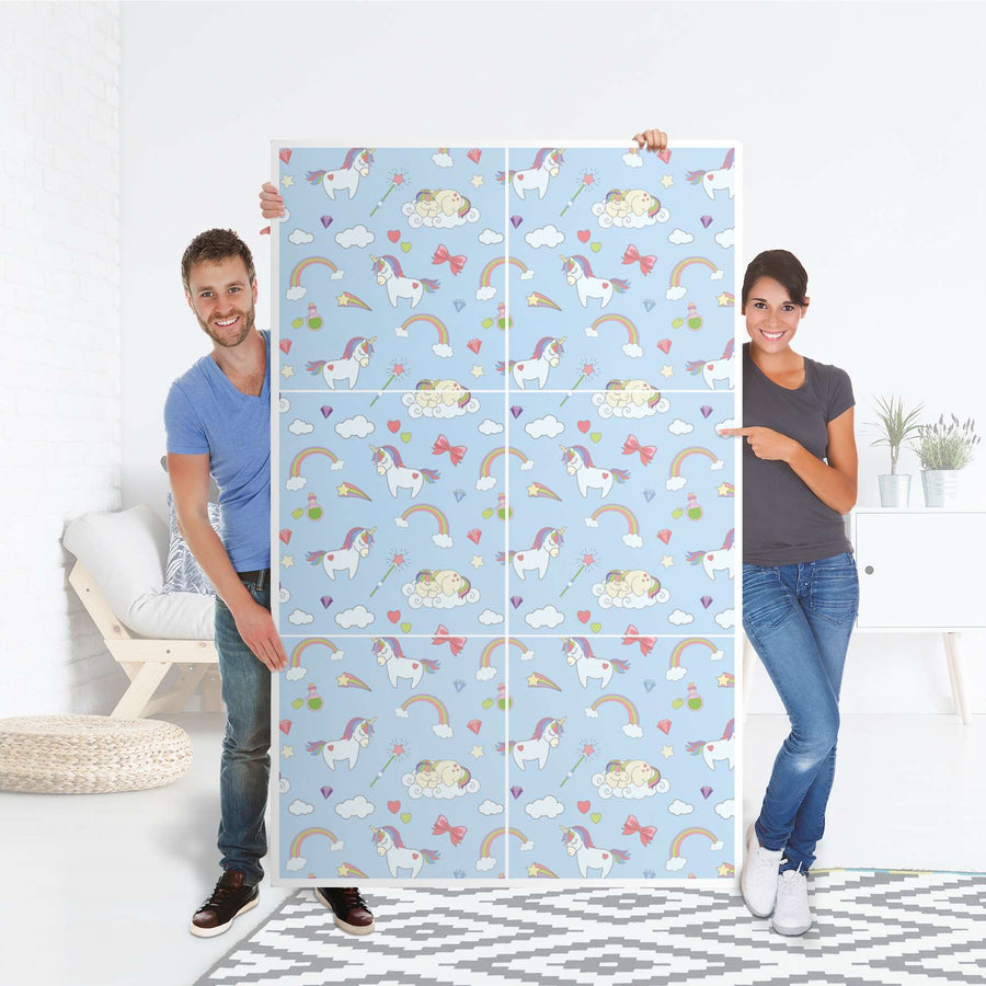 Möbel Klebefolie Rainbow Unicorn - IKEA Besta Schrank Hoch 6 Türen - Folie