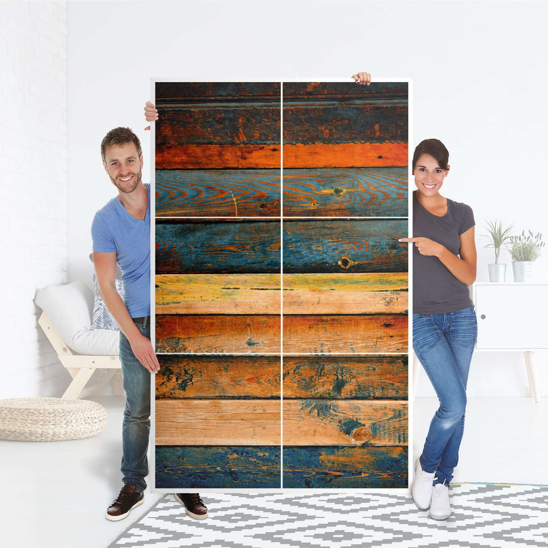 Möbel Klebefolie Wooden - IKEA Besta Schrank Hoch 6 Türen - Folie