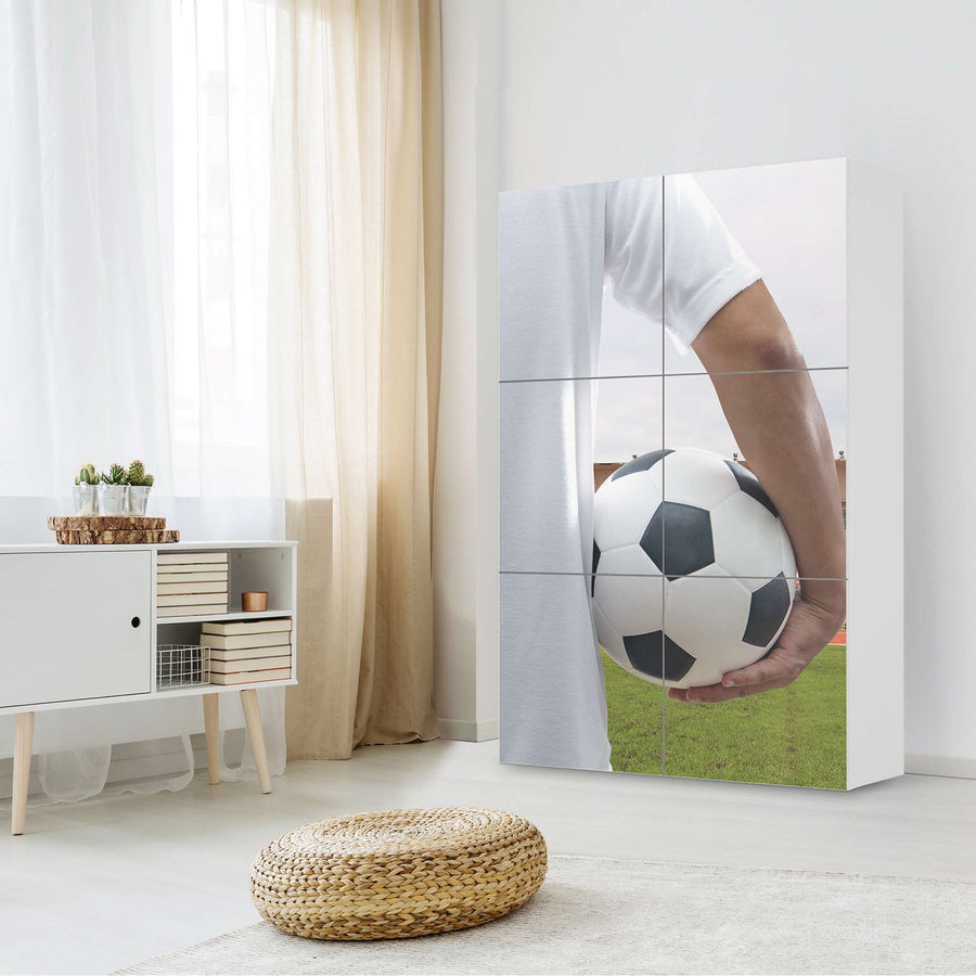 Möbel Klebefolie Footballmania - IKEA Besta Schrank Hoch 6 Türen - Kinderzimmer