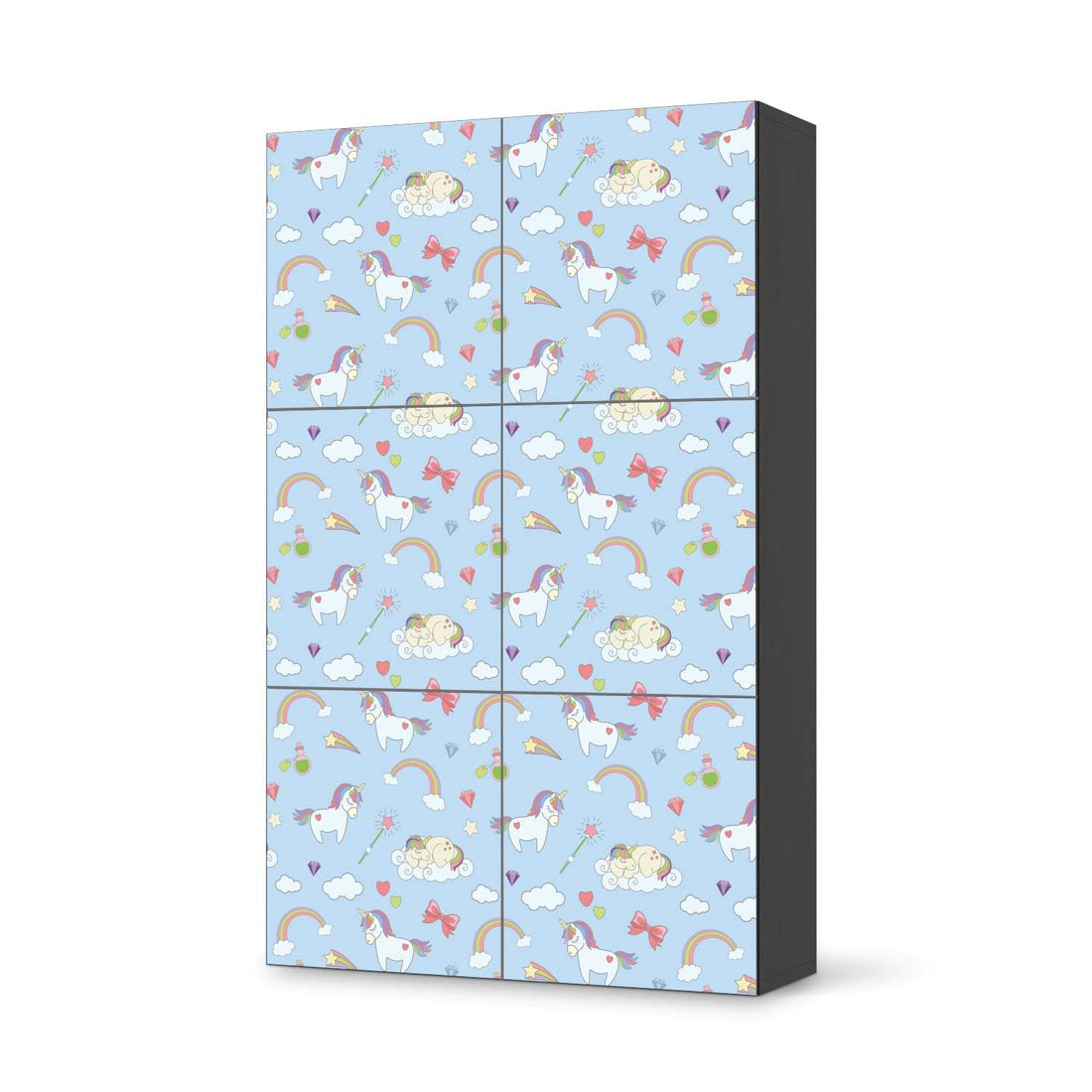 Möbel Klebefolie Rainbow Unicorn - IKEA Besta Schrank Hoch 6 Türen - schwarz