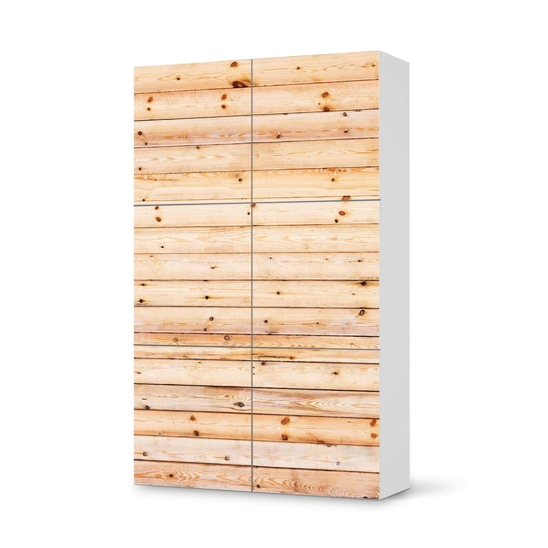 Möbel Klebefolie Bright Planks - IKEA Besta Schrank Hoch 6 Türen  - weiss