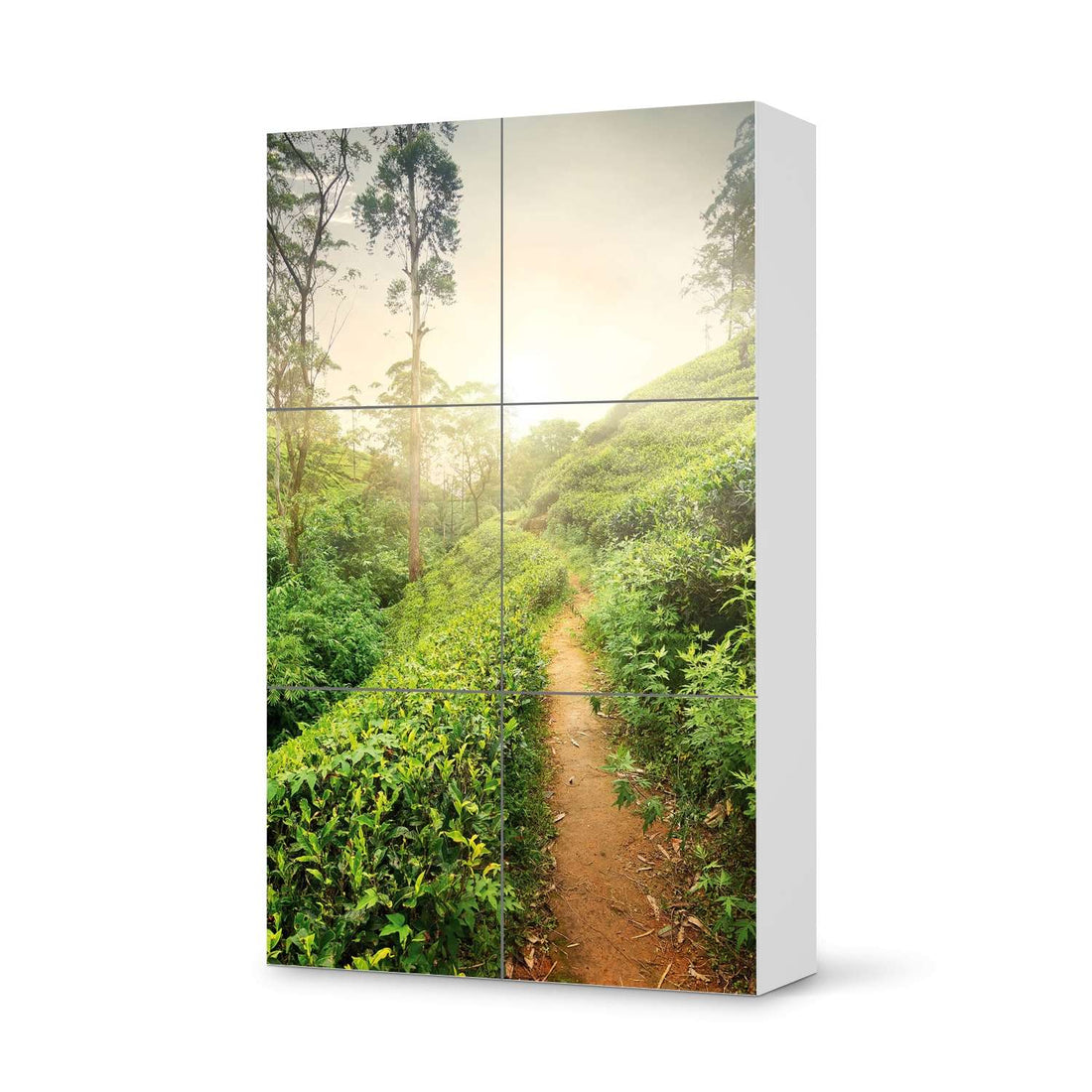 Möbel Klebefolie Green Tea Fields - IKEA Besta Schrank Hoch 6 Türen  - weiss