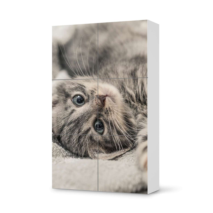 Möbel Klebefolie Kitty the Cat - IKEA Besta Schrank Hoch 6 Türen  - weiss