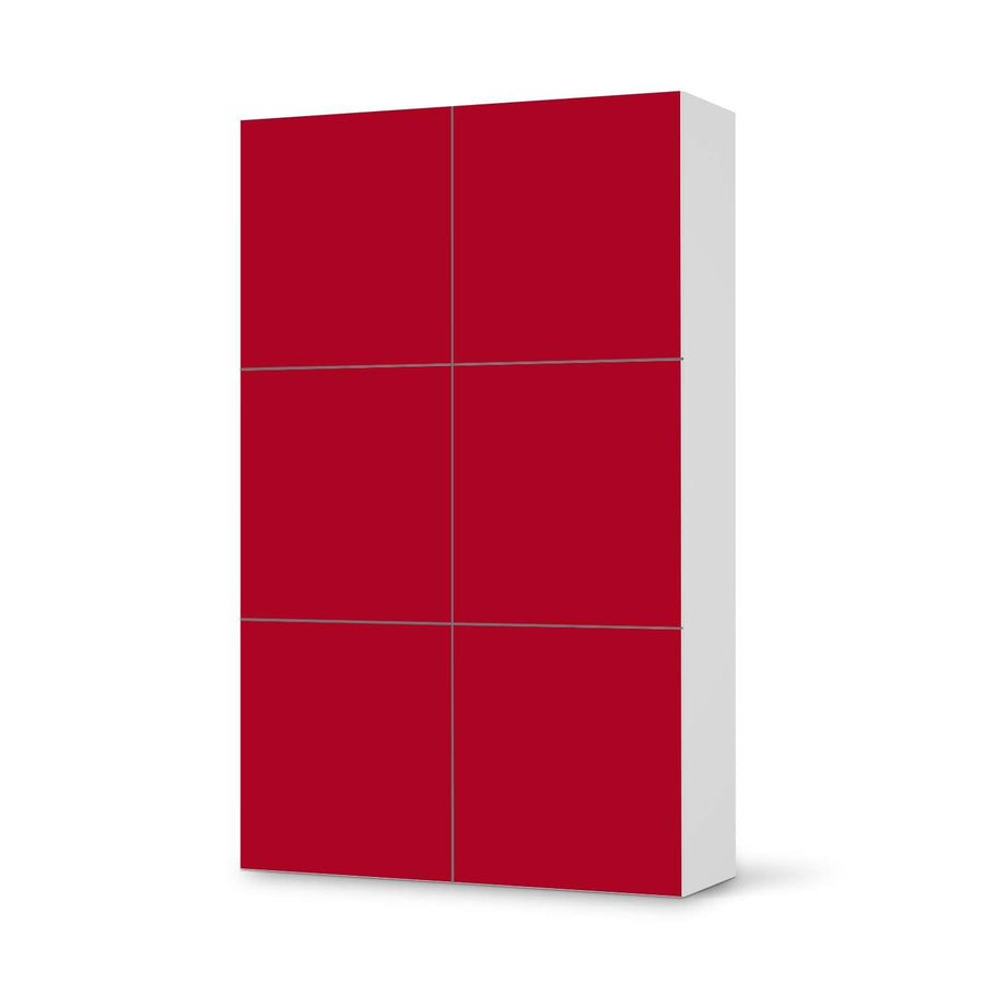 Möbel Klebefolie Rot Dark - IKEA Besta Schrank Hoch 6 Türen  - weiss
