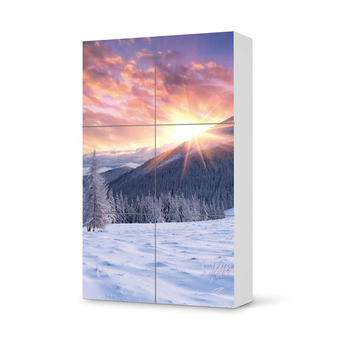 Möbel Klebefolie Zauberhafte Winterlandschaft - IKEA Besta Schrank Hoch 6 Türen  - weiss