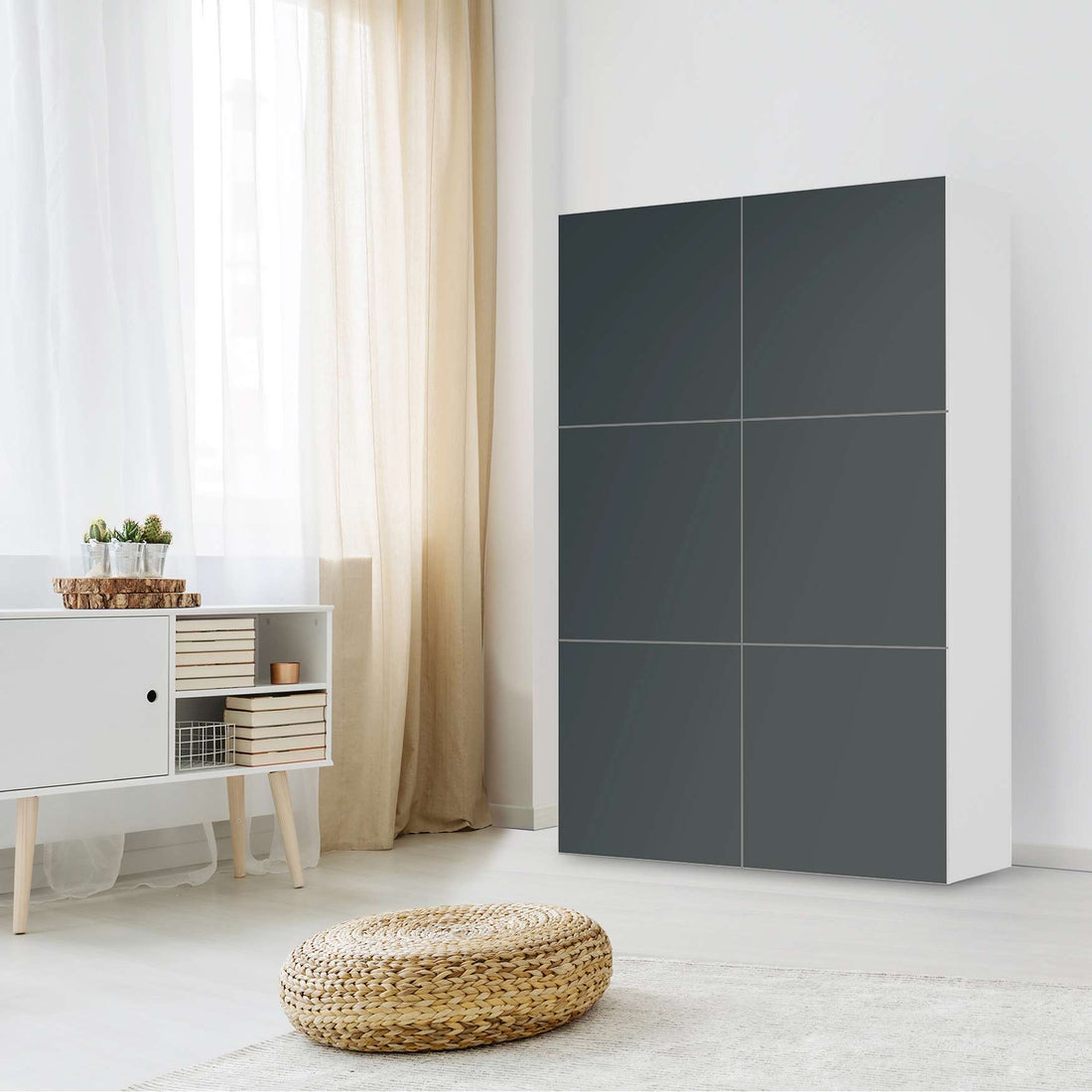 Möbel Klebefolie Blaugrau Dark - IKEA Besta Schrank Hoch 6 Türen - Wohnzimmer