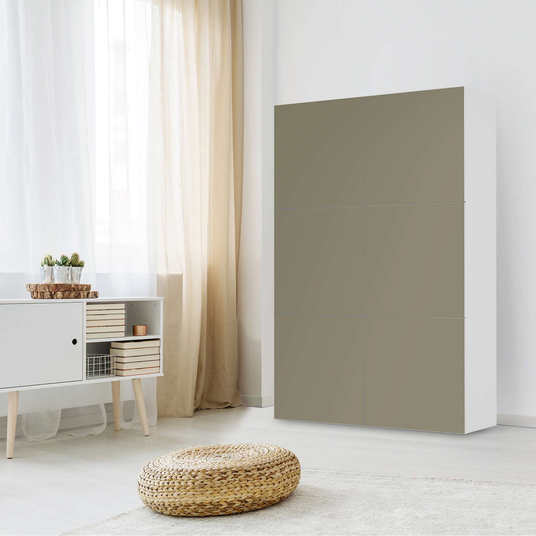 Möbel Klebefolie Braungrau Light - IKEA Besta Schrank Hoch 6 Türen - Wohnzimmer