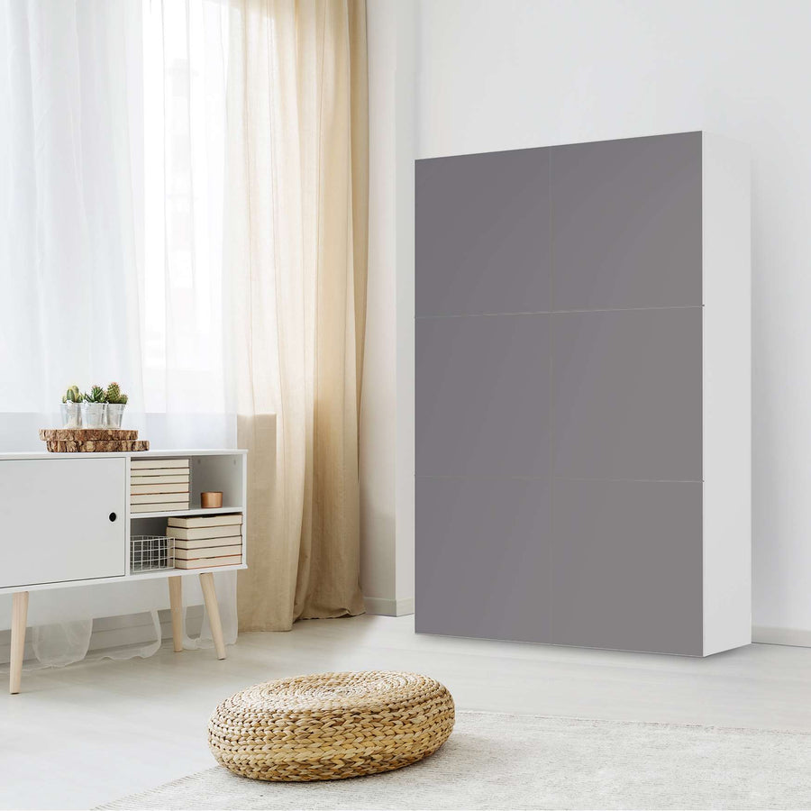 Möbel Klebefolie Grau Light - IKEA Besta Schrank Hoch 6 Türen - Wohnzimmer