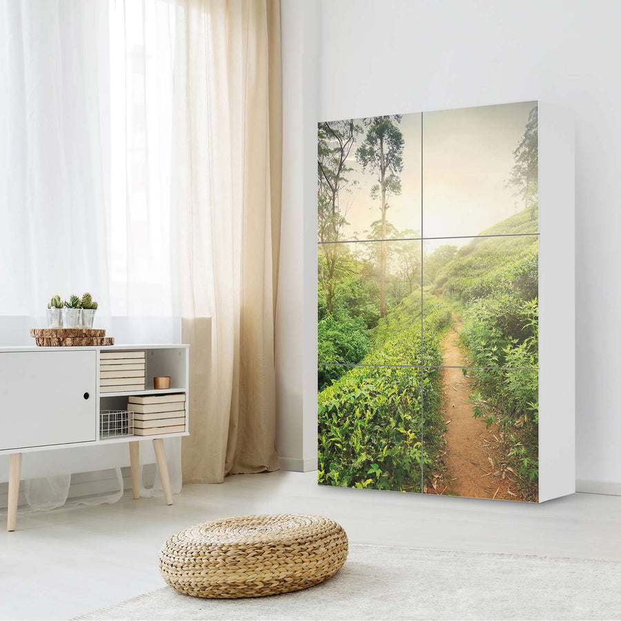 Möbel Klebefolie Green Tea Fields - IKEA Besta Schrank Hoch 6 Türen - Wohnzimmer