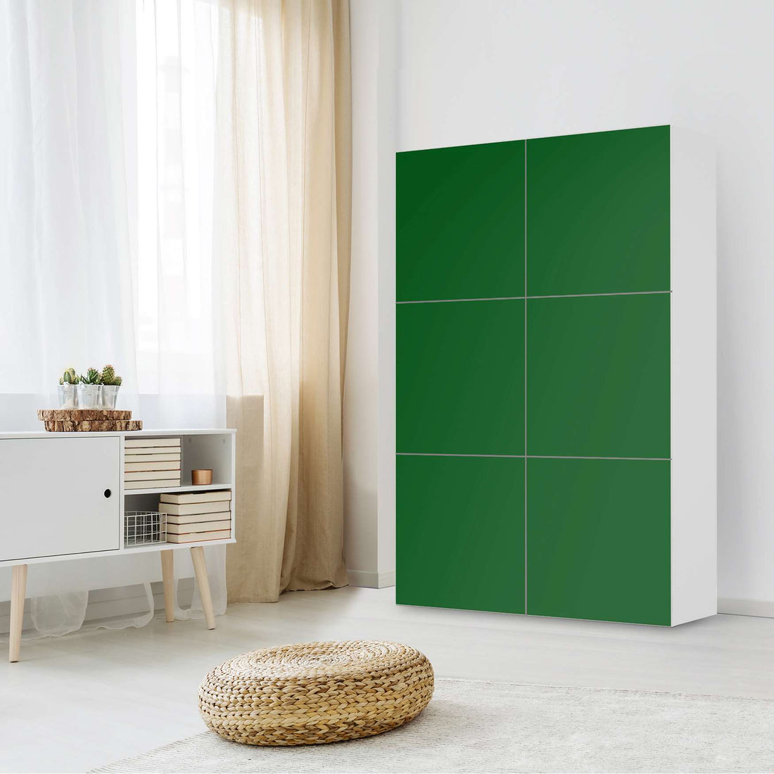 Möbel Klebefolie Grün Dark - IKEA Besta Schrank Hoch 6 Türen - Wohnzimmer