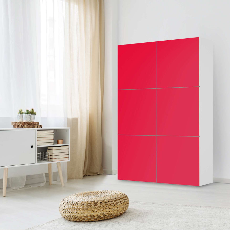 Möbel Klebefolie Rot Light - IKEA Besta Schrank Hoch 6 Türen - Wohnzimmer
