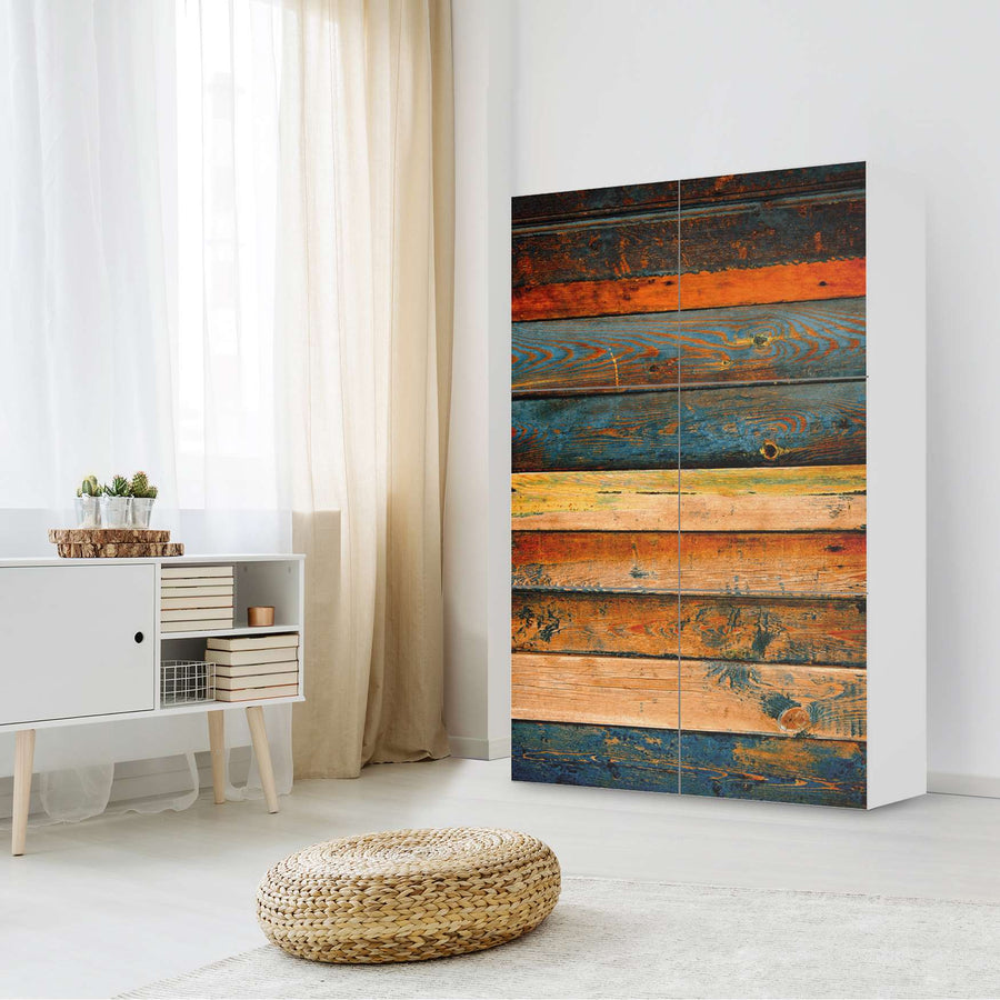 Möbel Klebefolie Wooden - IKEA Besta Schrank Hoch 6 Türen - Wohnzimmer