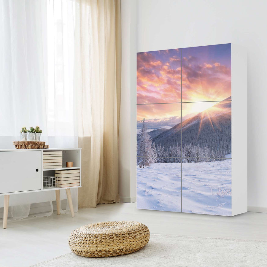 Möbel Klebefolie Zauberhafte Winterlandschaft - IKEA Besta Schrank Hoch 6 Türen - Wohnzimmer
