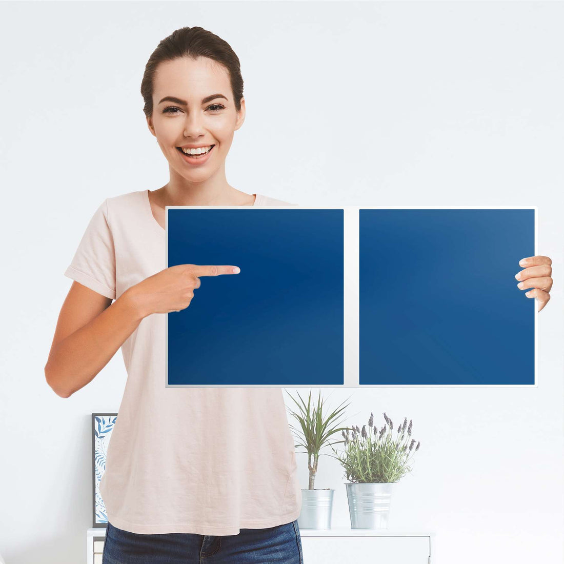 Möbel Klebefolie Blau Dark - IKEA Expedit Regal 2 Türen Quer - Folie