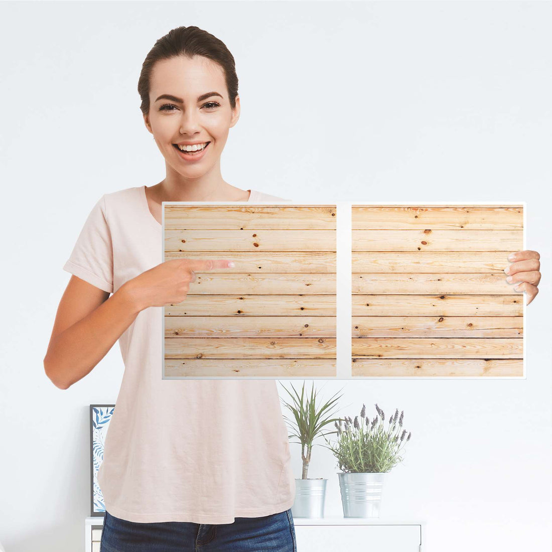 Möbel Klebefolie Bright Planks - IKEA Expedit Regal 2 Türen Quer - Folie