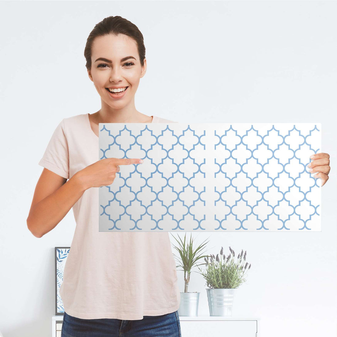 Möbel Klebefolie Retro Pattern - Blau - IKEA Expedit Regal 2 Türen Quer - Folie