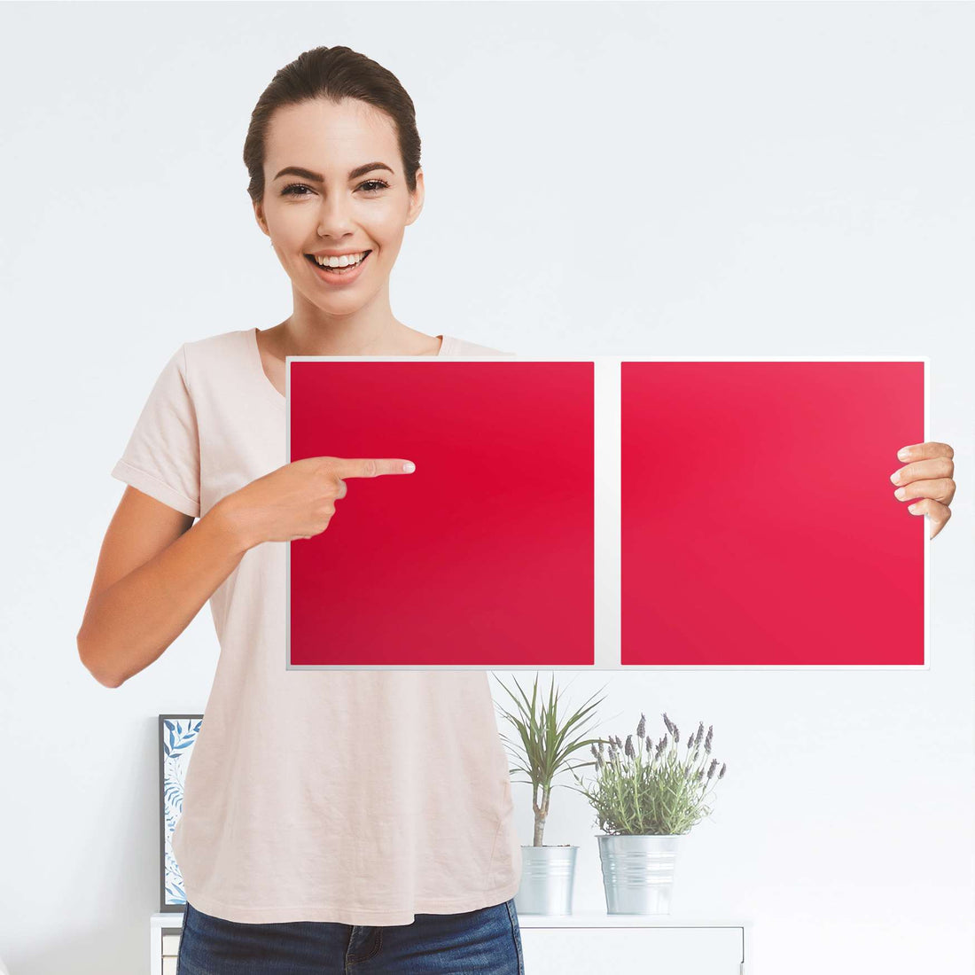 Möbel Klebefolie Rot Light - IKEA Expedit Regal 2 Türen Quer - Folie