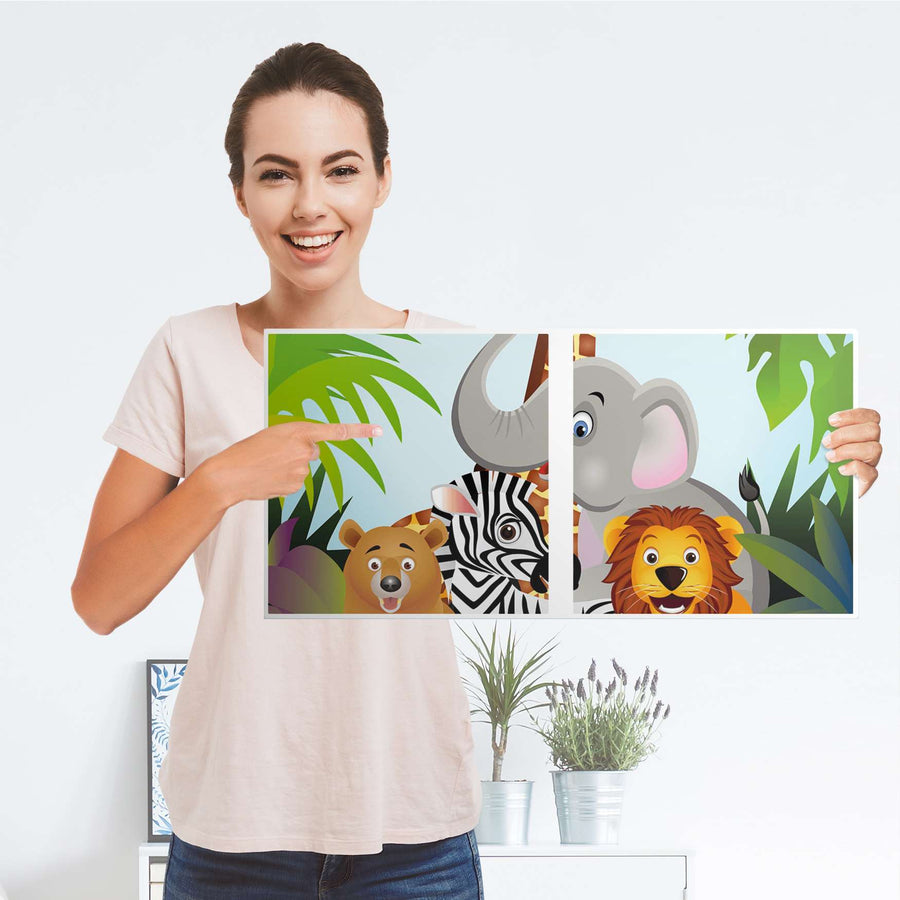 Möbel Klebefolie Wild Animals - IKEA Expedit Regal 2 Türen Quer - Folie