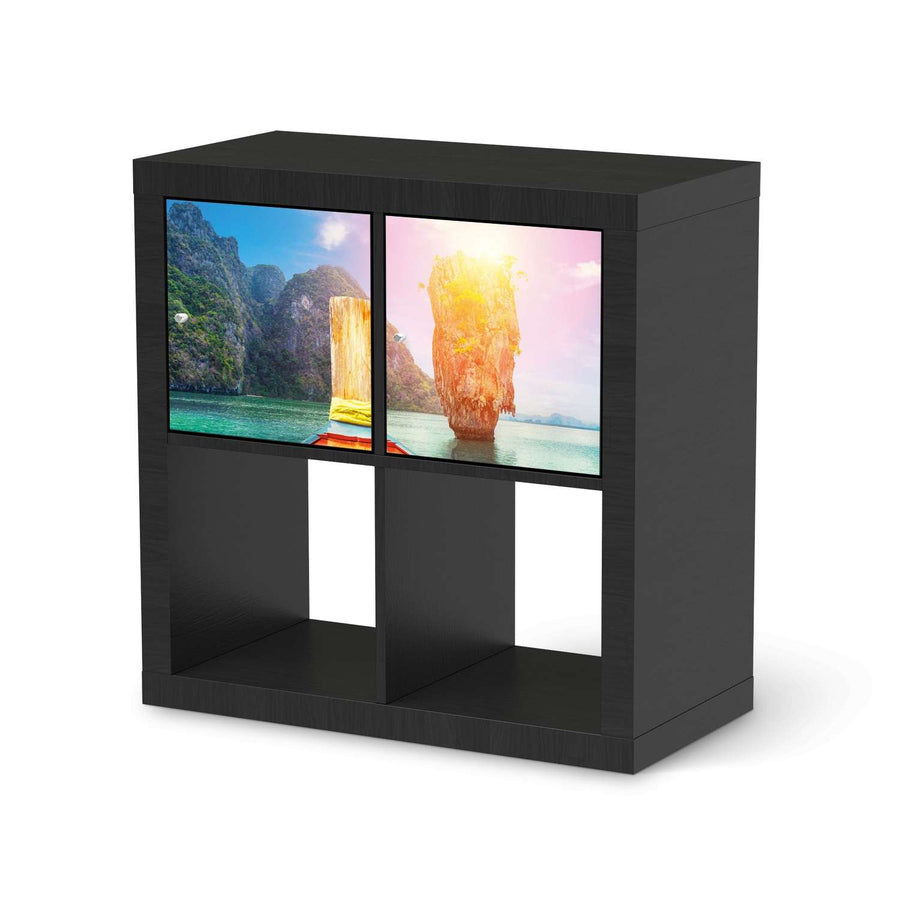 Möbel Klebefolie Blue Water Lagoon - IKEA Expedit Regal 2 Türen Quer - schwarz