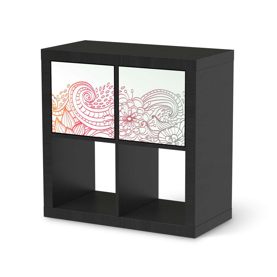 Möbel Klebefolie Floral Doodle - IKEA Expedit Regal 2 Türen Quer - schwarz