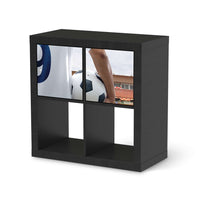 Möbel Klebefolie Footballmania - IKEA Expedit Regal 2 Türen Quer - schwarz