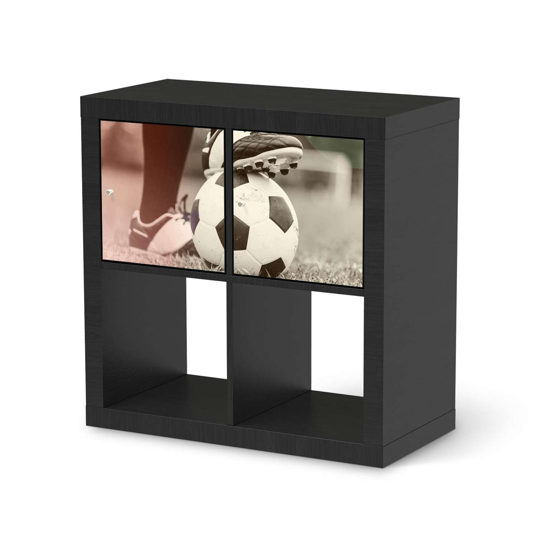 Möbel Klebefolie Kick it - IKEA Expedit Regal 2 Türen Quer - schwarz