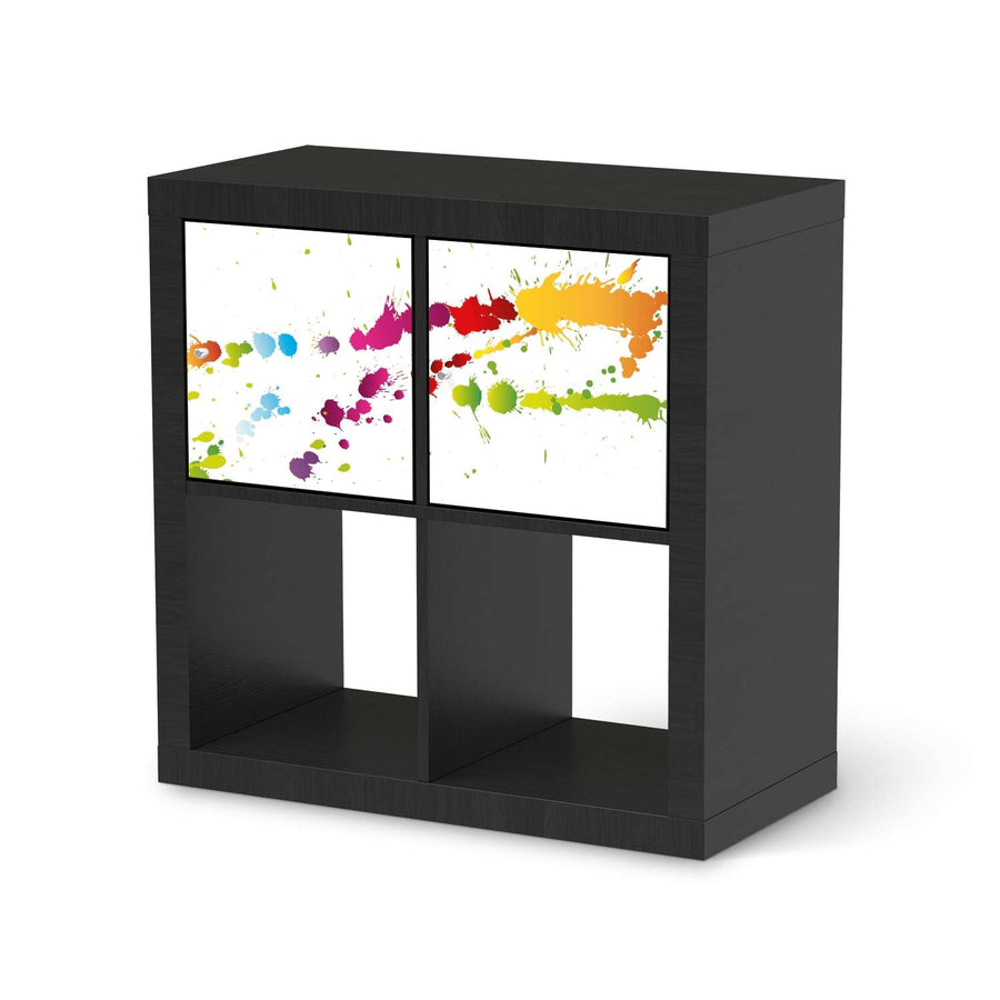 Möbel Klebefolie Splash 2 - IKEA Expedit Regal 2 Türen Quer - schwarz