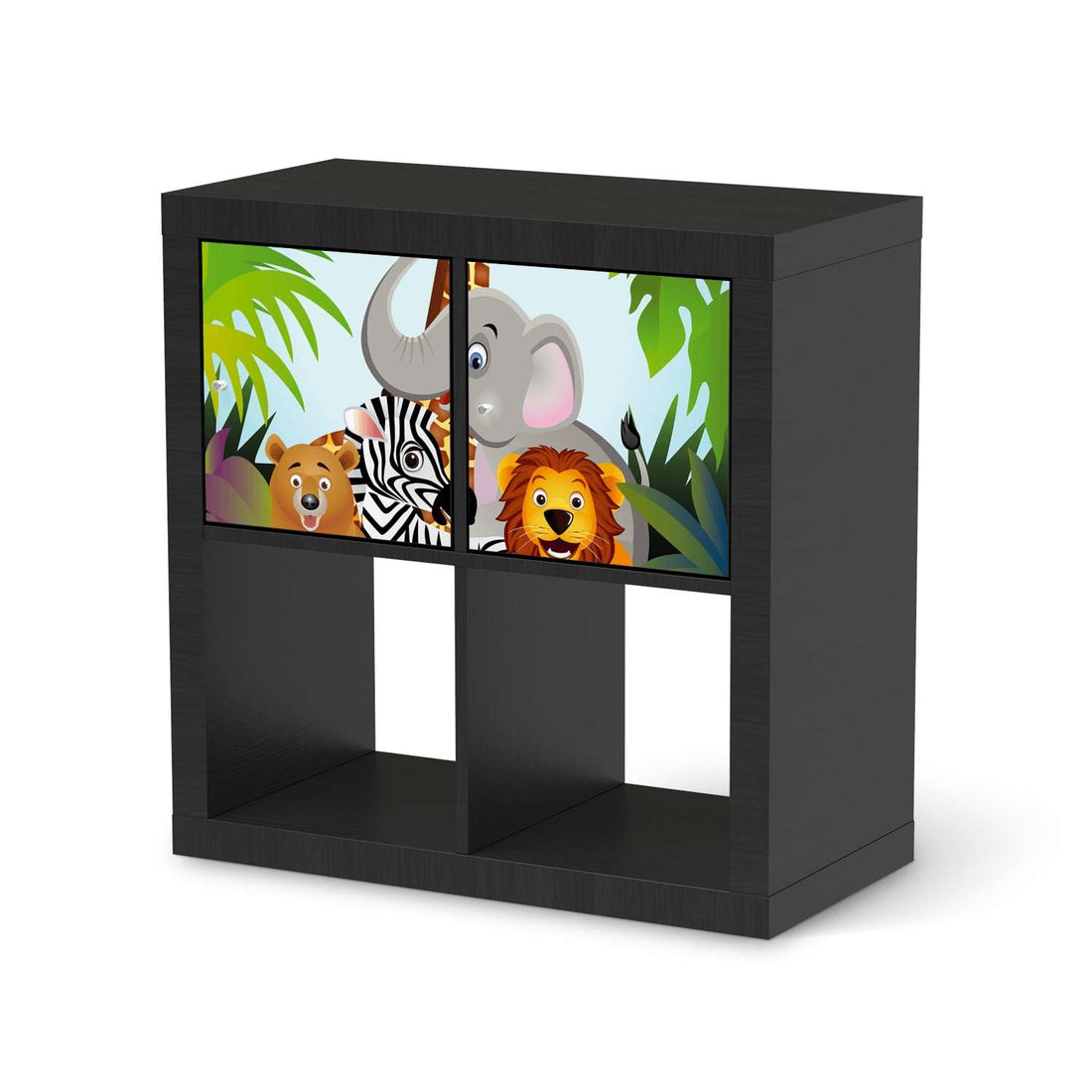 Möbel Klebefolie Wild Animals - IKEA Expedit Regal 2 Türen Quer - schwarz