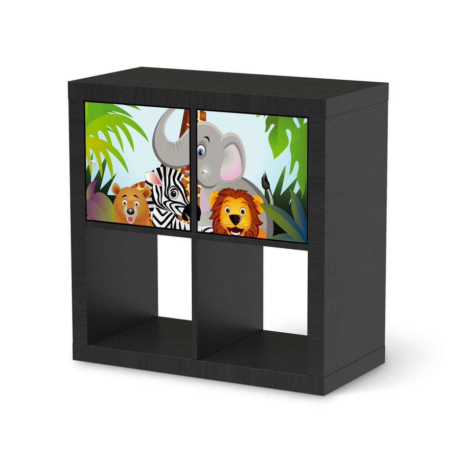 Möbel Klebefolie Wild Animals - IKEA Expedit Regal 2 Türen Quer - schwarz