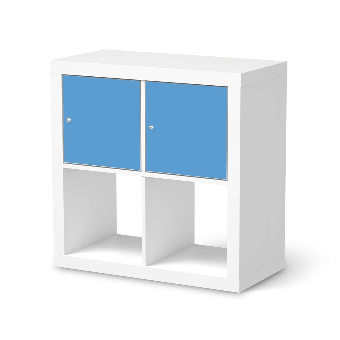 Möbel Klebefolie Blau Light - IKEA Expedit Regal 2 Türen Quer  - weiss