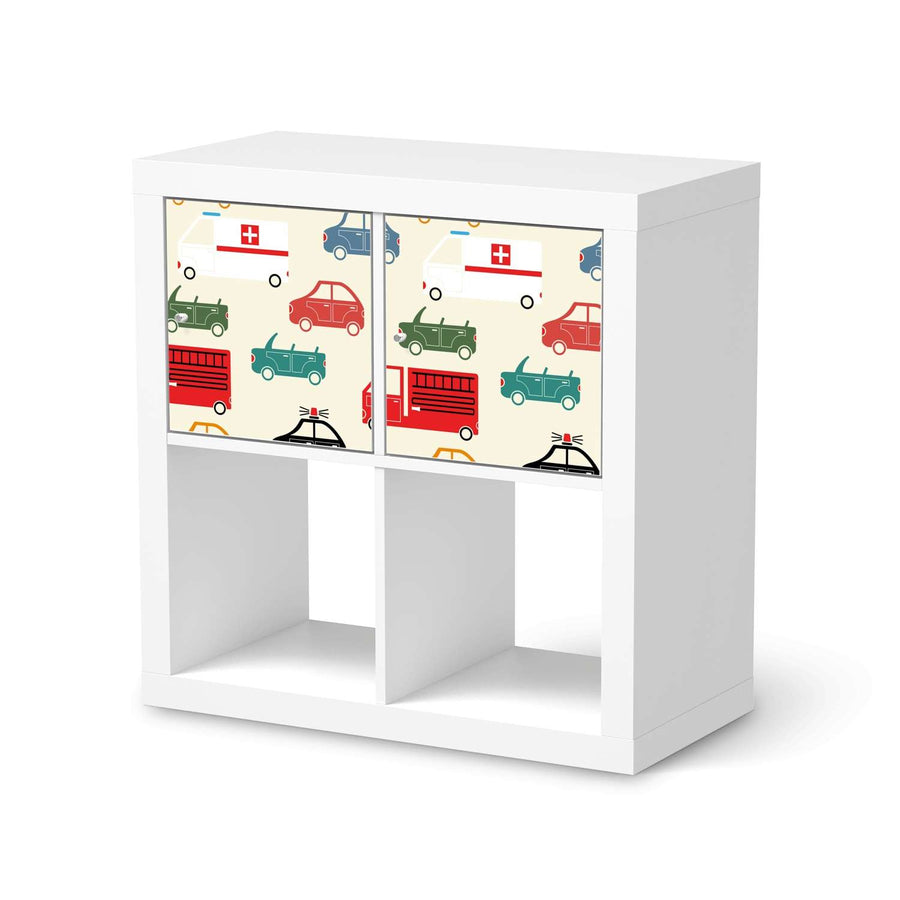 Möbel Klebefolie Cars - IKEA Expedit Regal 2 Türen Quer  - weiss