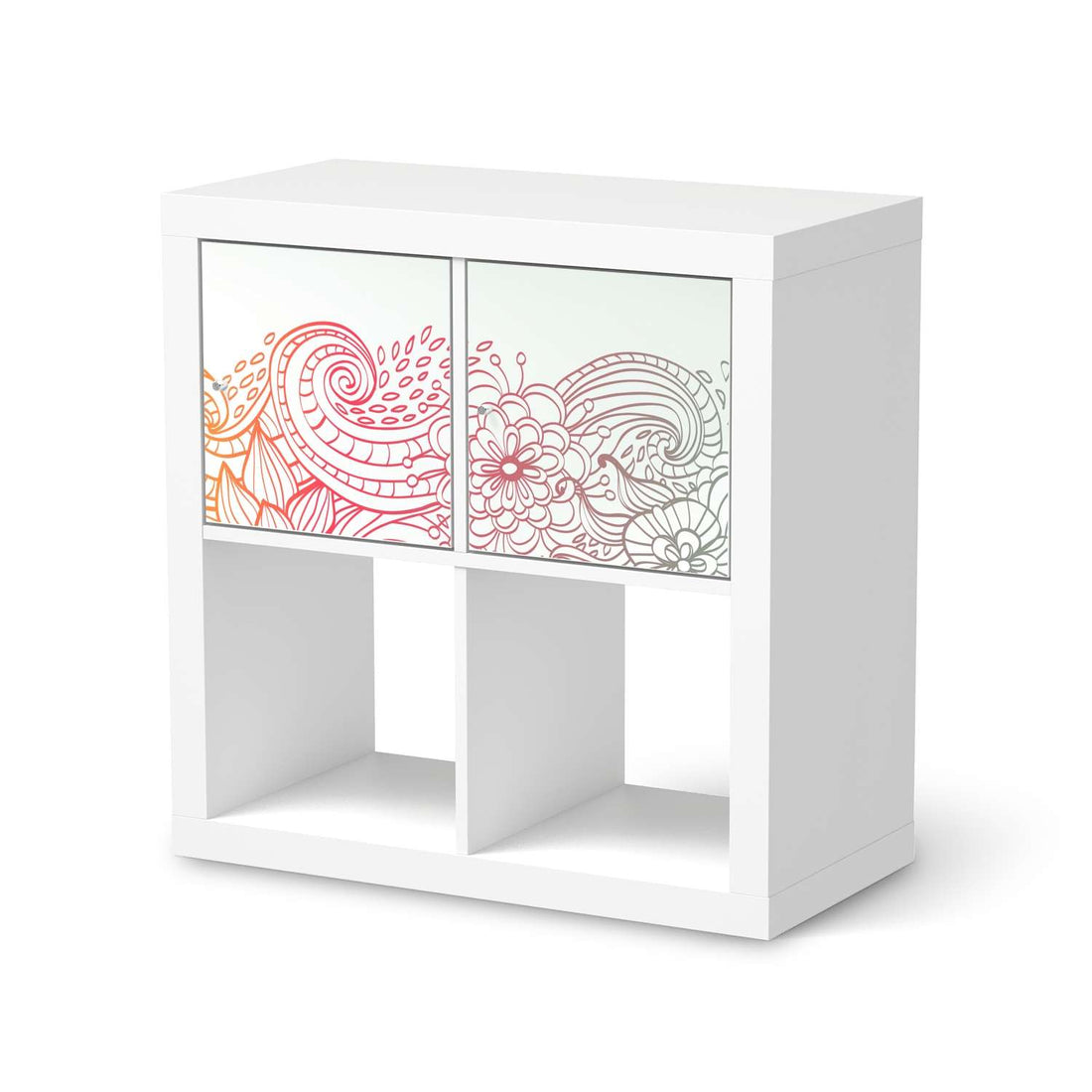 Möbel Klebefolie Floral Doodle - IKEA Expedit Regal 2 Türen Quer  - weiss