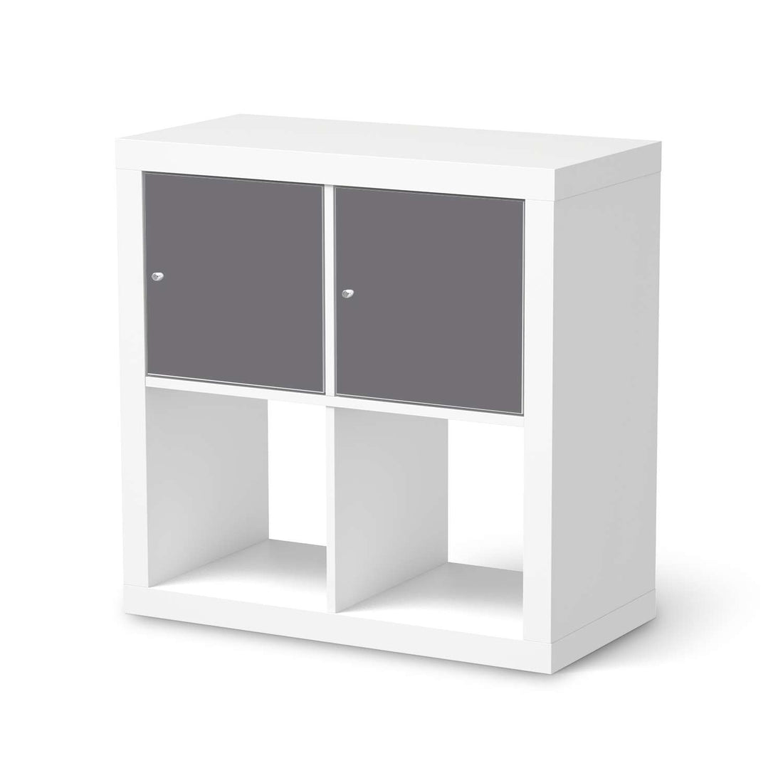 Möbel Klebefolie Grau Light - IKEA Expedit Regal 2 Türen Quer  - weiss