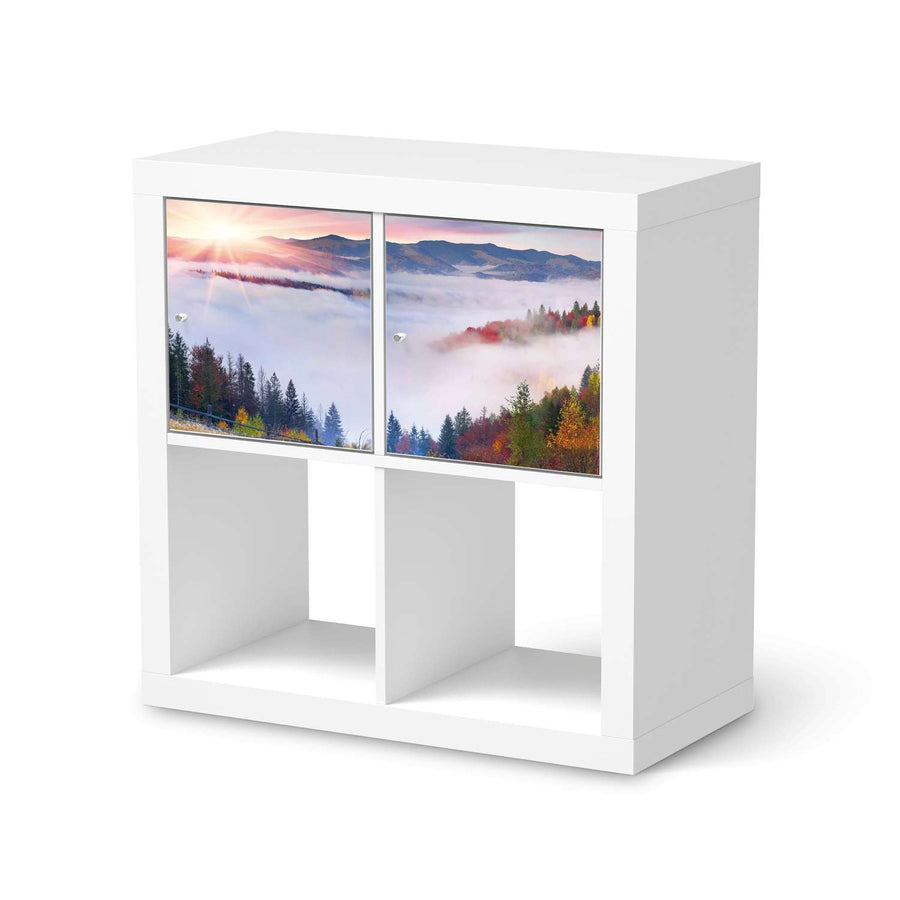 Möbel Klebefolie Herbstwald - IKEA Expedit Regal 2 Türen Quer  - weiss