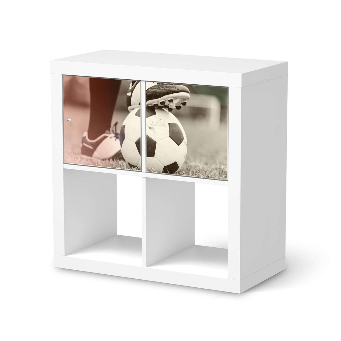 Möbel Klebefolie Kick it - IKEA Expedit Regal 2 Türen Quer  - weiss