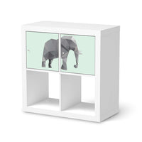 Möbel Klebefolie Origami Elephant - IKEA Expedit Regal 2 Türen Quer  - weiss