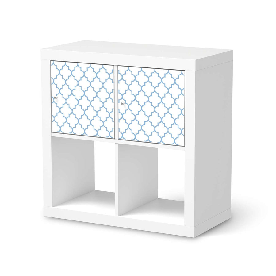 Möbel Klebefolie Retro Pattern - Blau - IKEA Expedit Regal 2 Türen Quer  - weiss
