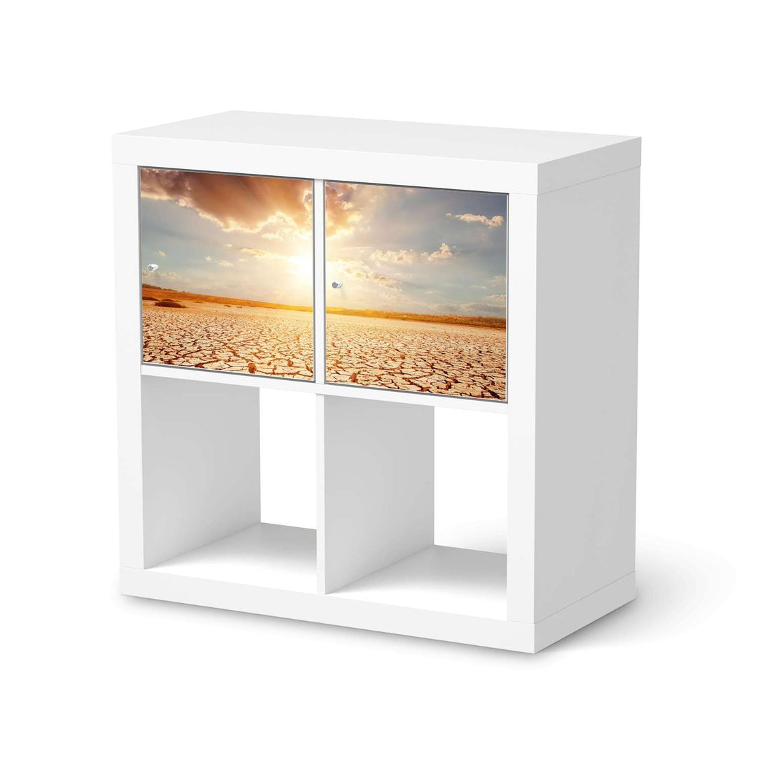 Möbel Klebefolie Savanne - IKEA Expedit Regal 2 Türen Quer  - weiss