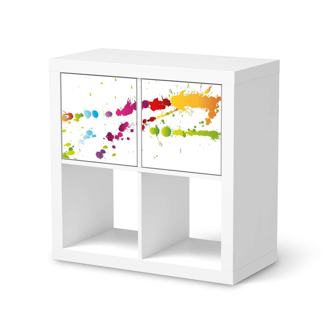 Möbel Klebefolie Splash 2 - IKEA Expedit Regal 2 Türen Quer  - weiss