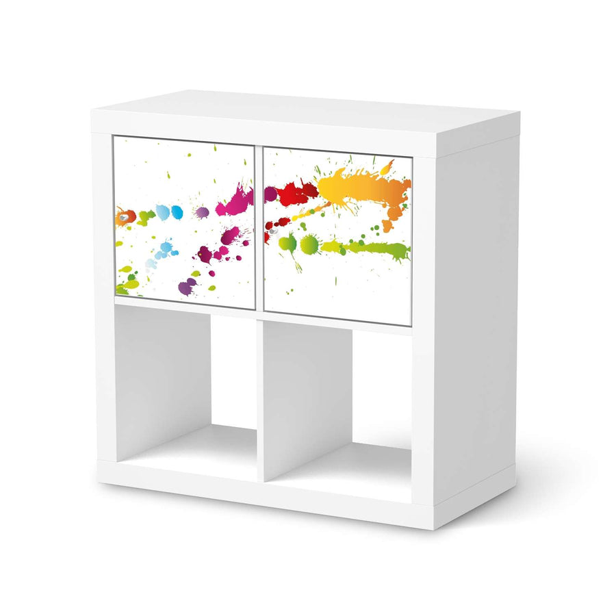 Möbel Klebefolie Splash 2 - IKEA Expedit Regal 2 Türen Quer  - weiss
